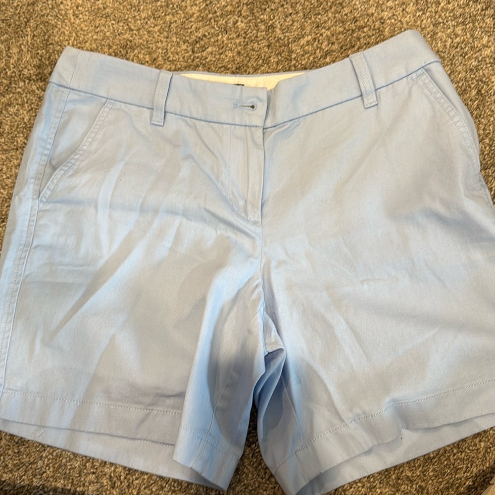 J Crew 7” shorts, size 8, color is baby blue